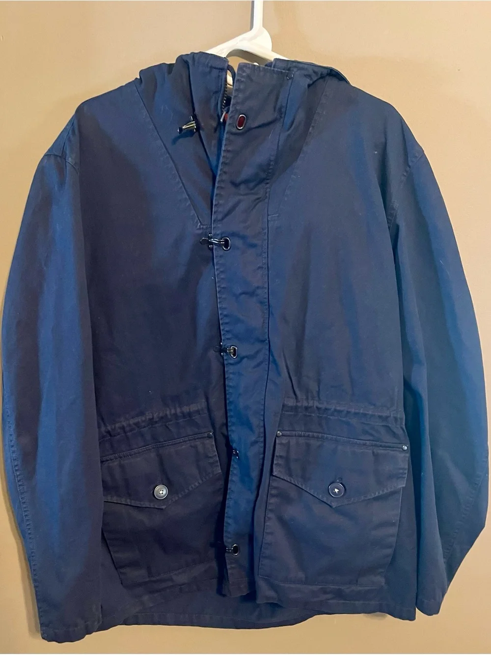 J. Crew Navy Field Jacket with Bright Orange Lining